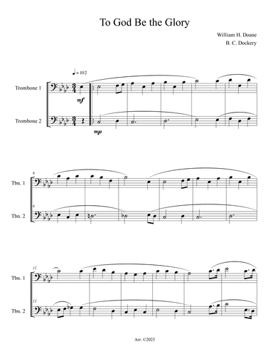 To God Be the Glory (Trombone Duet) (arr. B. C. Dockery)