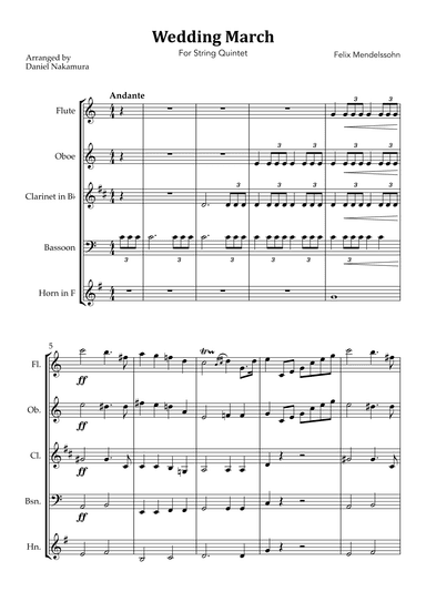 Wedding March (For Woodwind Quintet) (arr. Daniel Nakamura)