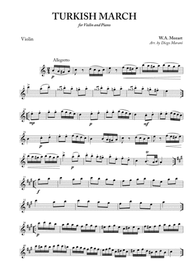 Turkish March for Violin and Piano (arr. Diego Marani)