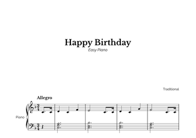 Happy Birthday for Easy Piano (arr. Marcos Soares)