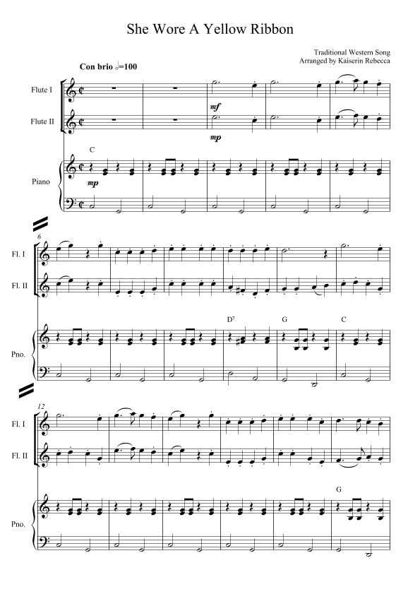 She Wore A Yellow Ribbon (arr. Kaiserin Rebecca)
