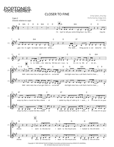 Closer To Fine (arr. Jake Shenker & Lisa Perusse)