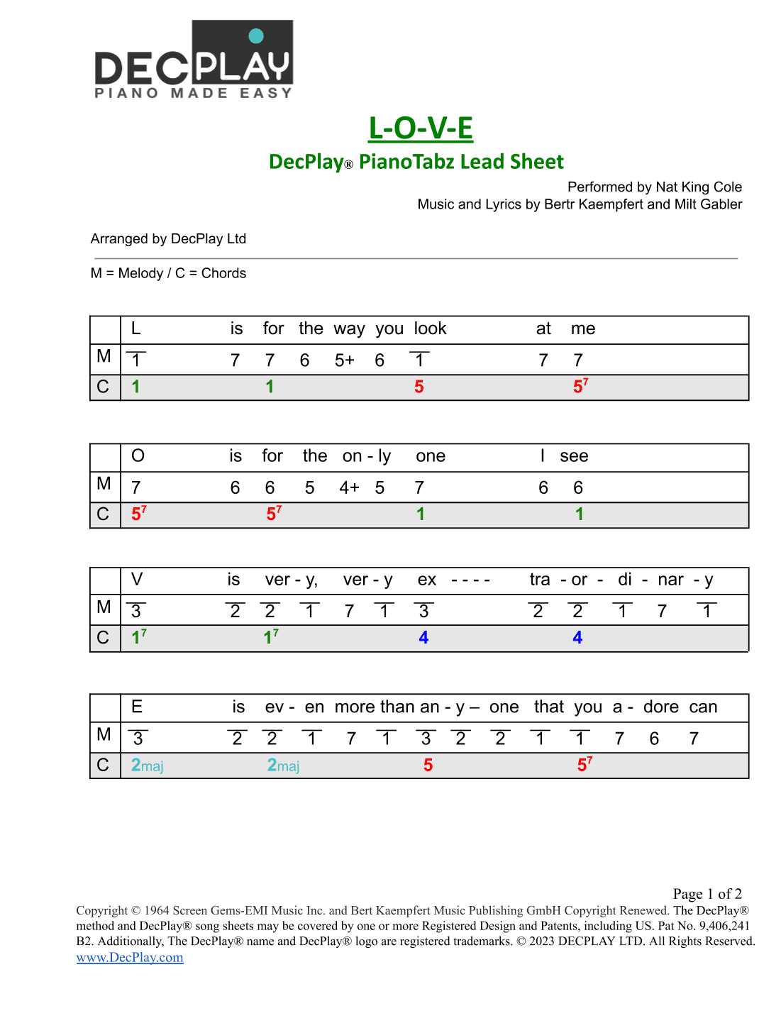 L-o-v-e (arr. DecPlay Ltd)
