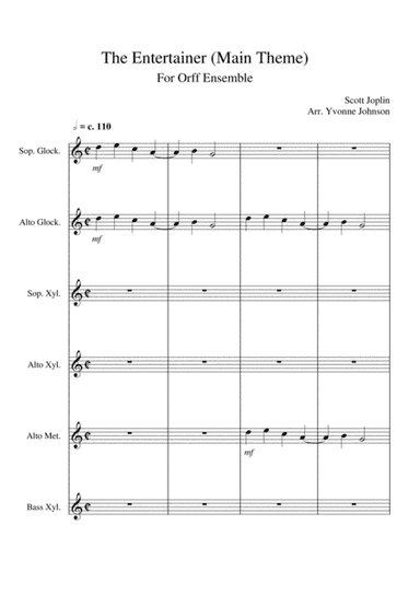 The Entertainer (Main Theme) - For Orff Ensemble (arr. Yvonne Johnson)
