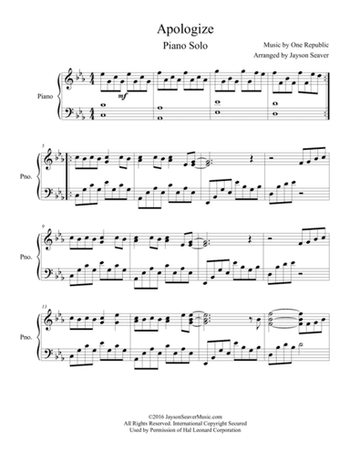 Apologize (arr. Jayson Seaver)