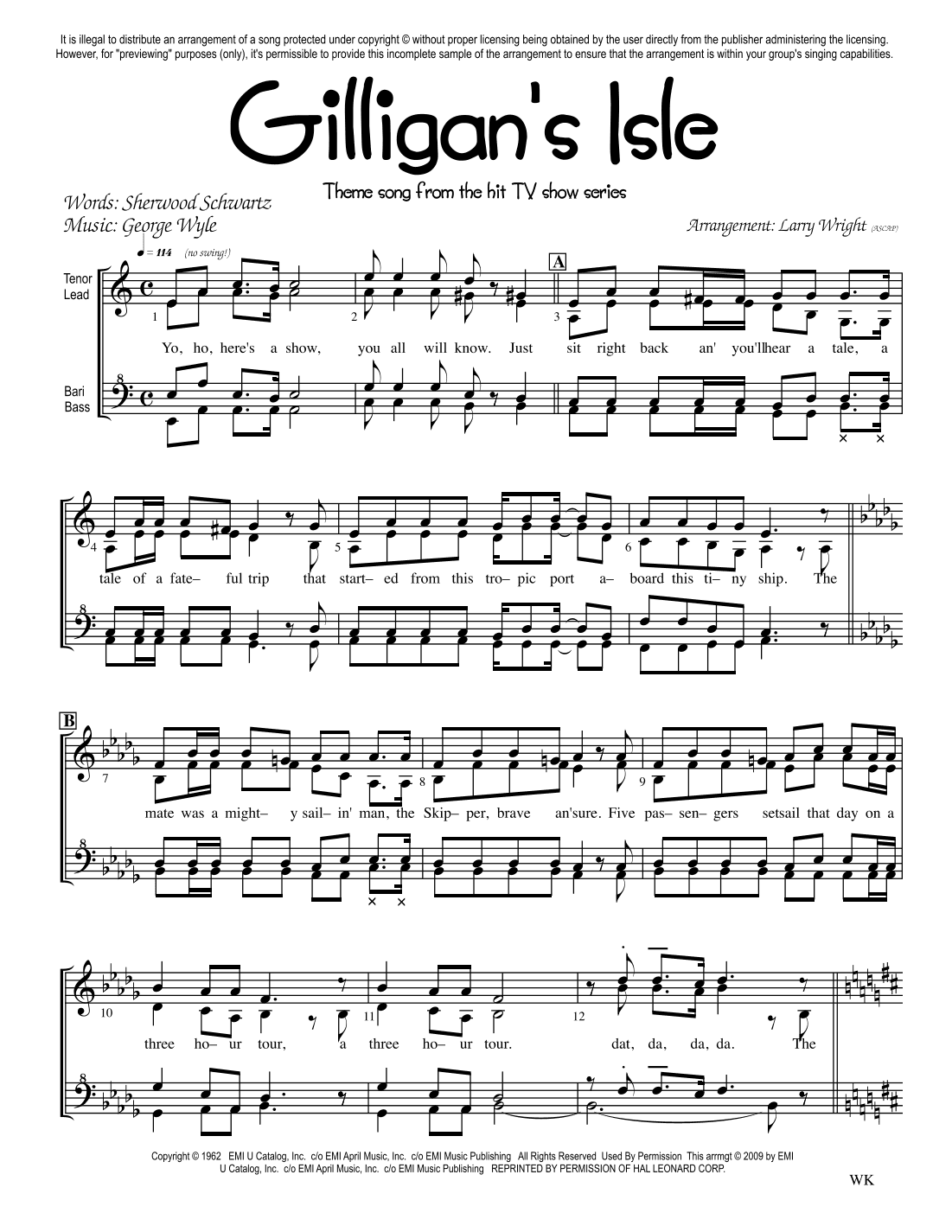 The Ballad Of Gilligan's Isle (arr. Larry Wright)