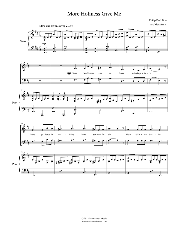 More Holiness Give Me (arr. Matt Arnett)