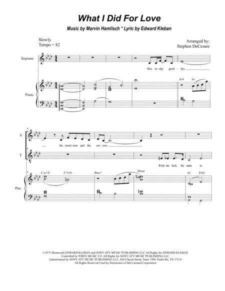 What I Did For Love (arr. Stephen DeCesare)