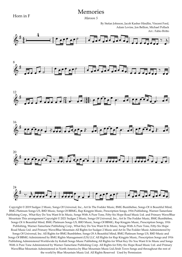 Memories (arr. Fabio Britto)