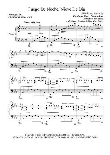 Fuego De Noche, Nieve De Dia (arr. ClassicalDynamics)