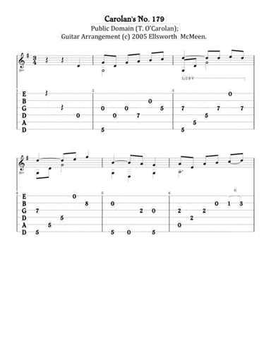 Carolan's No. 179 (For Fingerstyle Guitar Tuned Drop D) (arr. Ellsworth McMeen)