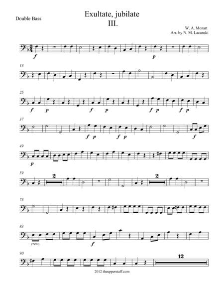 Exultate, jubilate Movement III "Alleluia" (arr. Nick Lacanski)