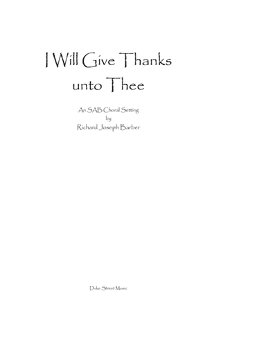 I Will Give Thanks unto Thee