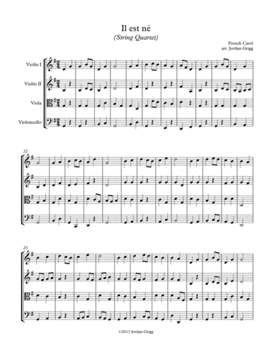 Il est né (String Quartet) (arr. Jordan Grigg)