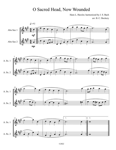 O Sacred Head, Now Wounded (Alto Sax Duet) (arr. B. C. Dockery)