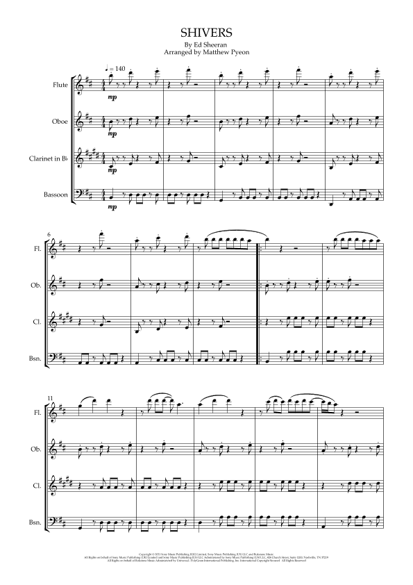 Shivers (arr. Matthew pyeon)