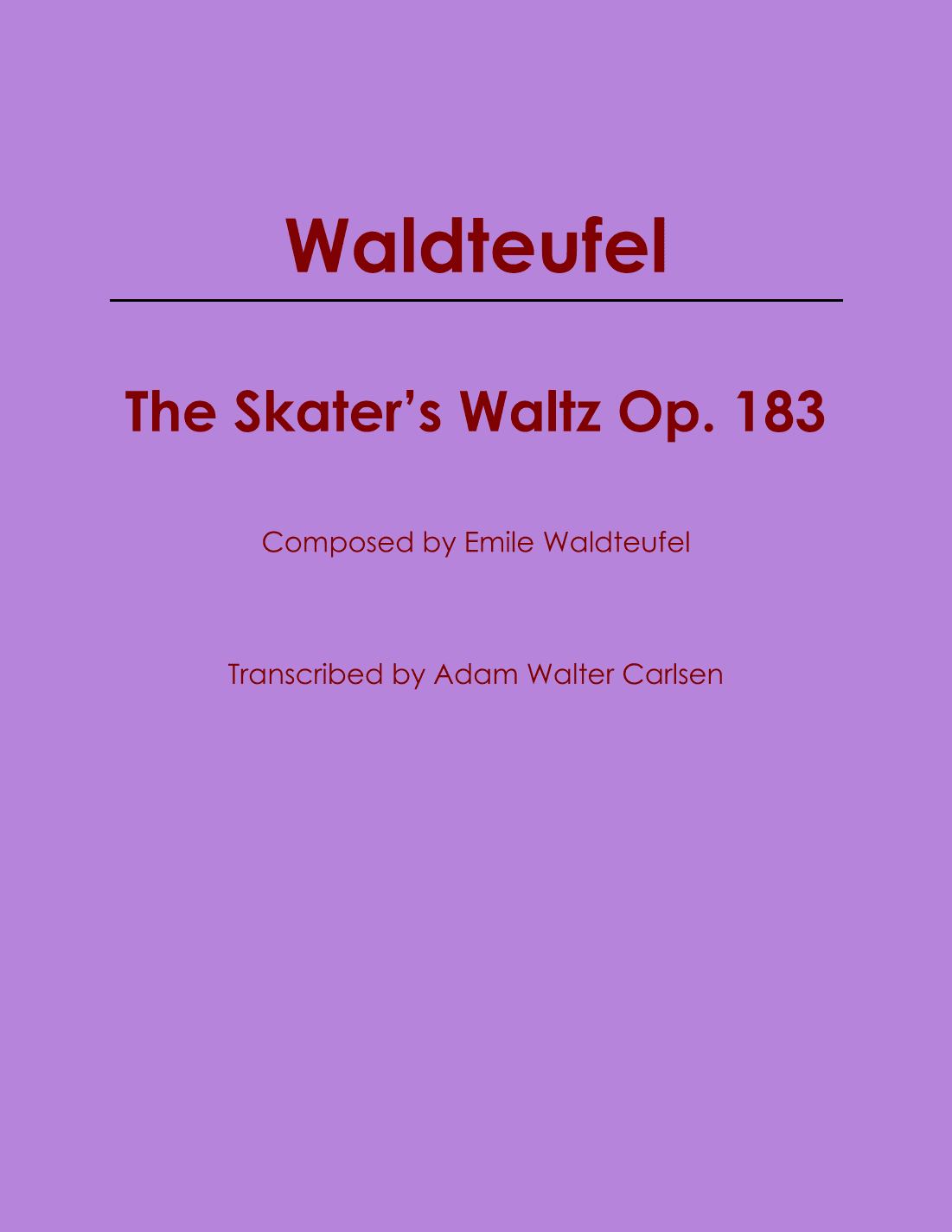 The Skater's Waltz Op. 183 (arr. Adam Walter Carlsen)