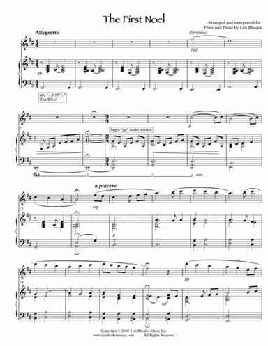 The First Noel - a contemporary arrangement for flute and piano (arr. Len Rhodes)