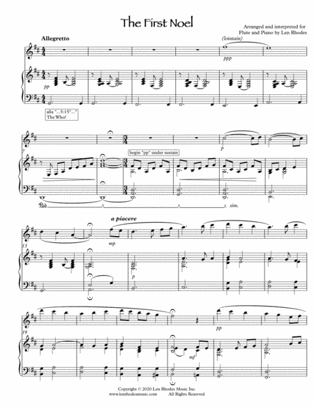 The First Noel - a contemporary arrangement for flute and piano (arr. Len Rhodes)