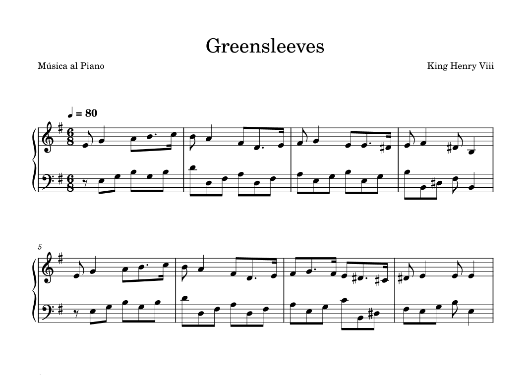 Greensleeves (arr. Música al Piano)
