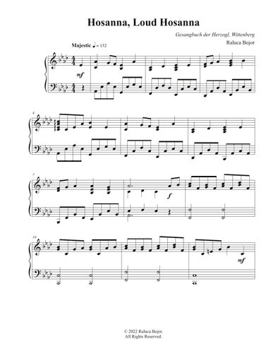 Hosanna, Loud Hosanna / I Sing the Mighty Power of God (advanced piano) (arr. Raluca Bojor)