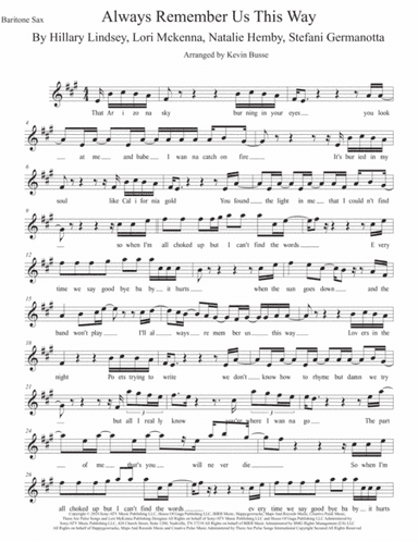 Always Remember Us This Way (arr. Kevin Busse)
