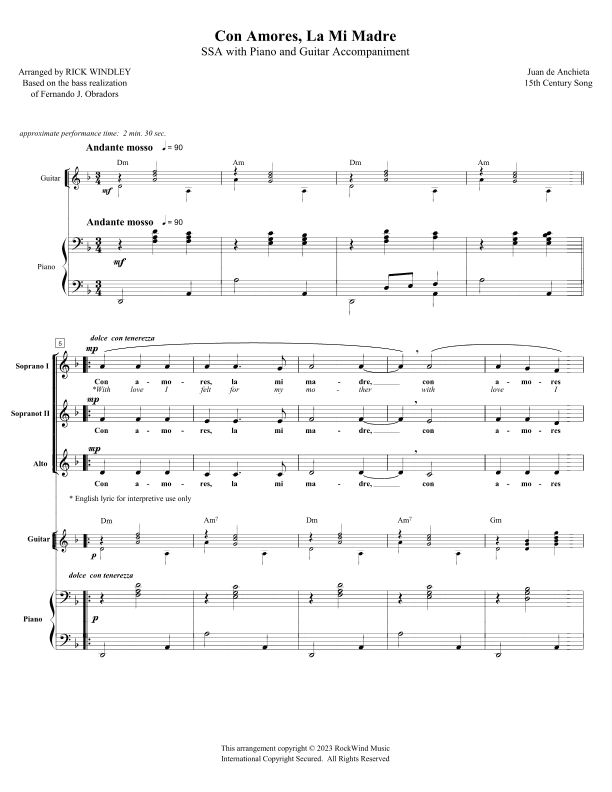 Con Amores, La Mi Madre (arr. Rick Windley)