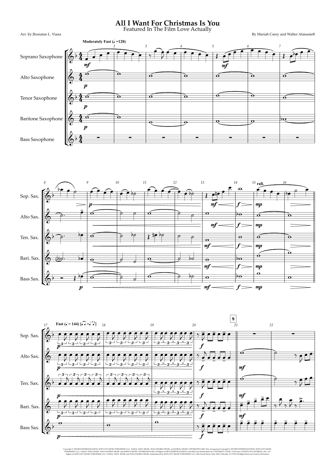 All I Want For Christmas Is You (arr. Jhonatan Lucio Viana)