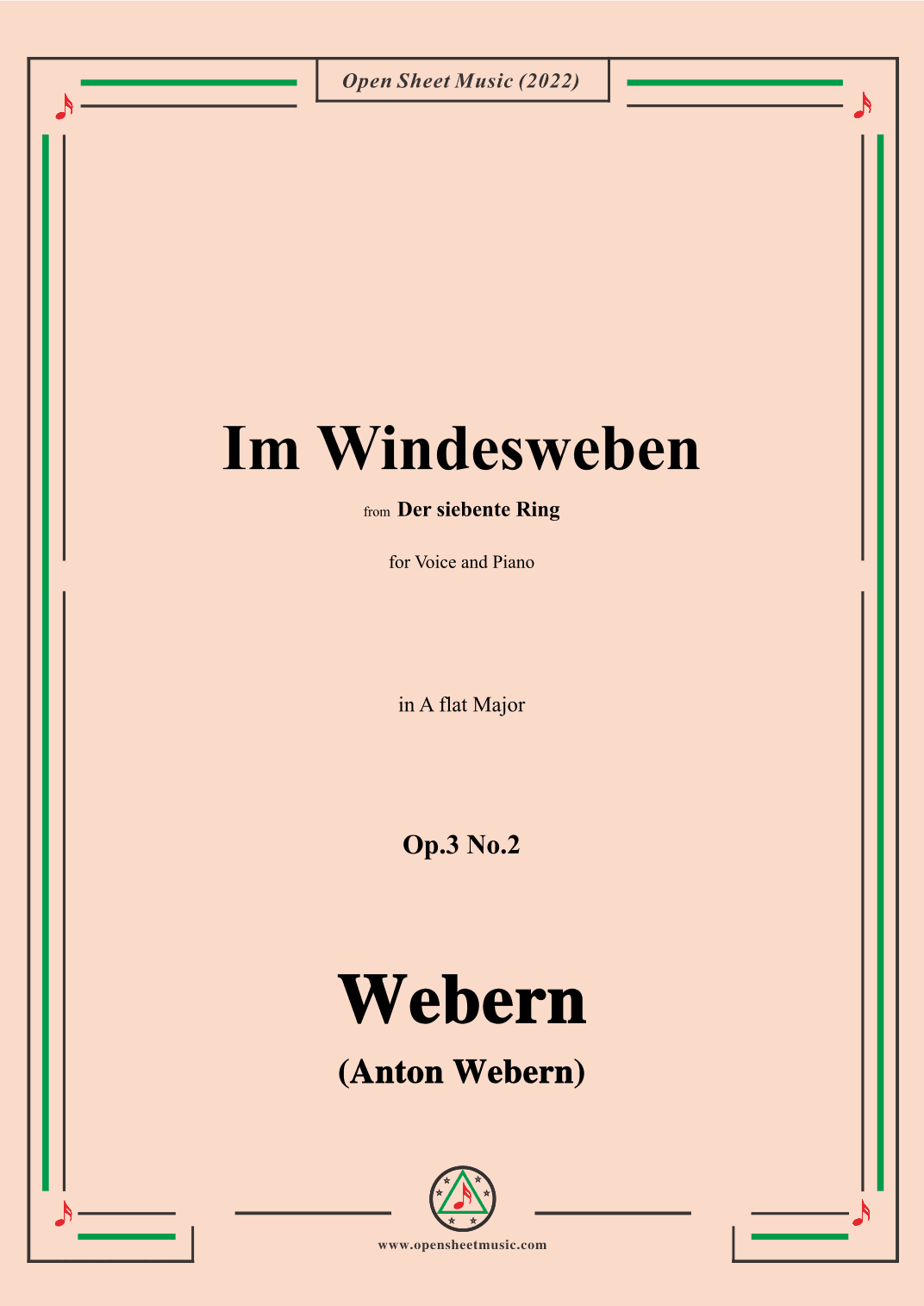 Webern-Im Windesweben,Op.3 No.2,in A flat Major (arr. OSM Press)