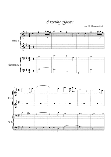 Amazing Grace. Piano 4 hands (arr. Ester Alessandrini)