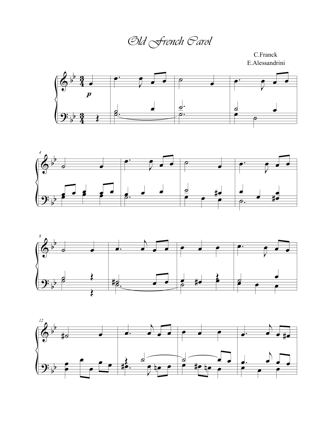 Old French Carol. Piano (arr. Ester Alessandrini)