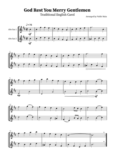 God Rest You Merry Gentlemen - Alto Sax Duo (arr. Valdir Maia)