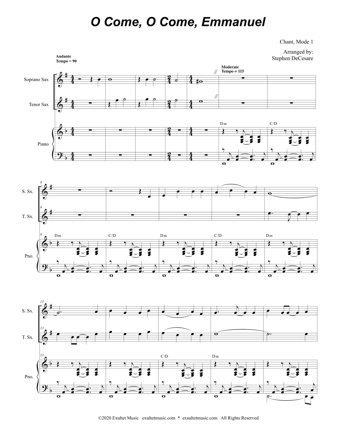 O Come, O Come, Emmanuel (Duet for Soprano and Tenor Saxophone) (arr. Stephen DeCesare)