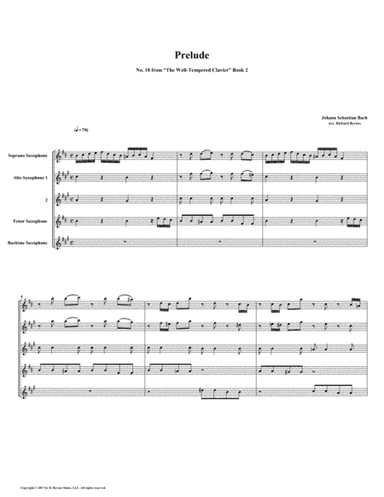 Prelude 18 from Well-Tempered Clavier, Book 2 (Saxophone Quintet) (arr. Richard Byrnes)
