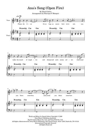 Ana's Song (open Fire) (arr. Henrique F Mangoni)