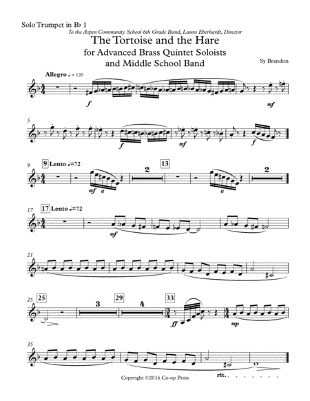 The Tortoise and the Hare for Advanced Brass Quintet Soloists and Middle School Band - Parts