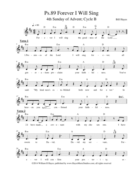 Psalm 89:  Forever I Will Sing (4th Sunday of Advent)