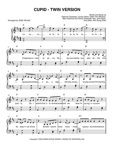 Cupid - Twin Version (feat. Sabrina Carpenter) (arr. Jose Rojas)