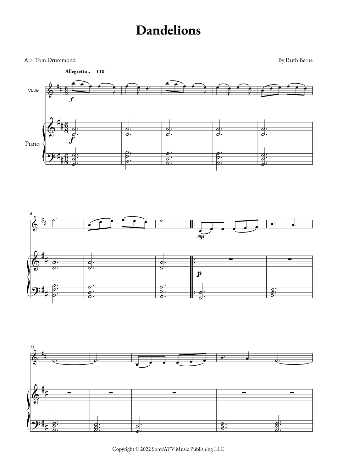Dandelions (arr. Tom Drummond)