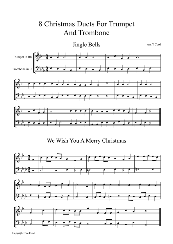 8 Christmas Duets For Trumpet and Trombone (arr. Tim Curd)