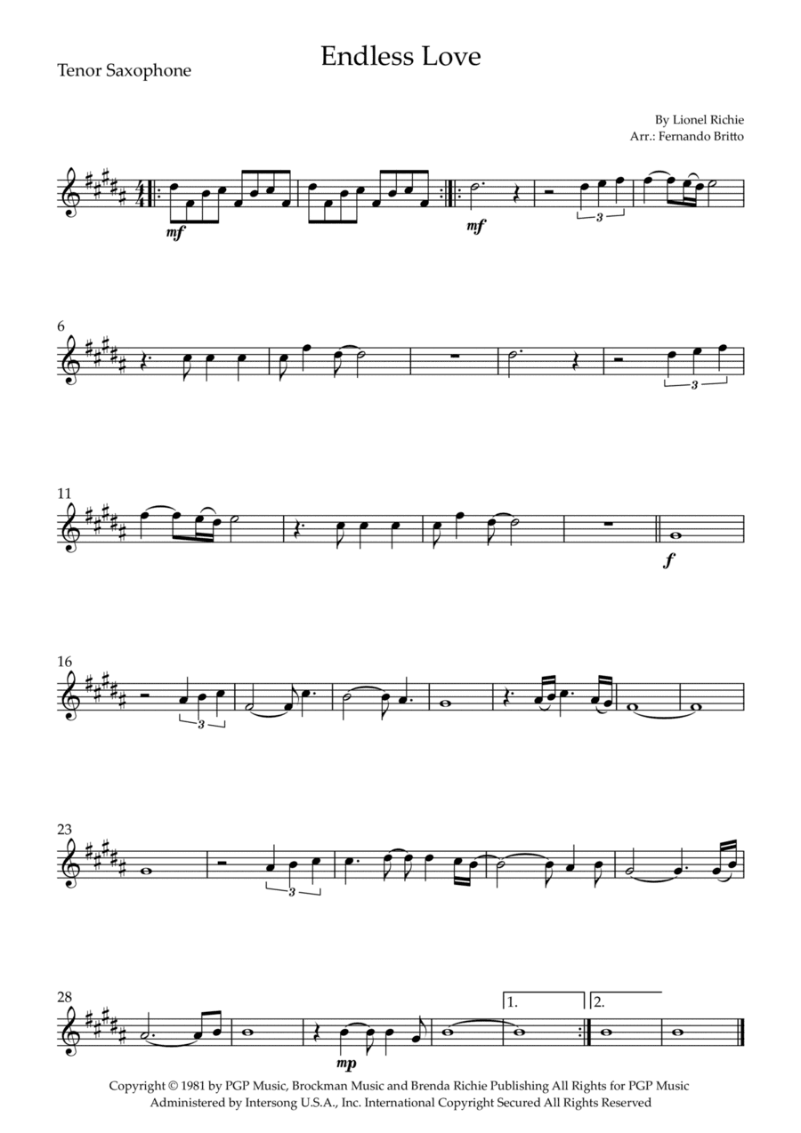 Endless Love (arr. Fernando Britto)