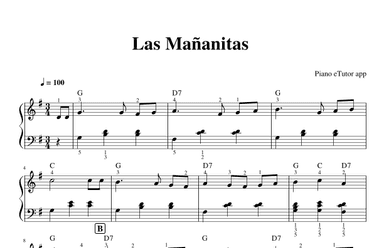 Las Mañanitas- piano sheet music (arr. Piano eTutor app)