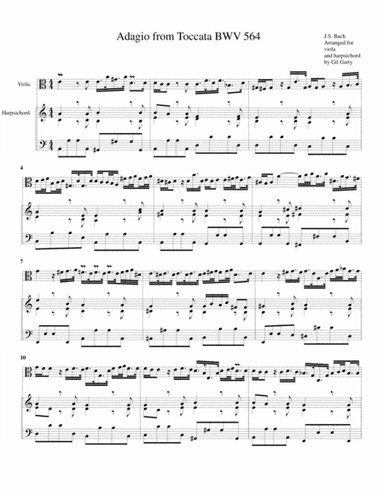 Adagio from Toccata BWV 564 (arrangement for viola and harpsichord) (arr. Gil Garty)