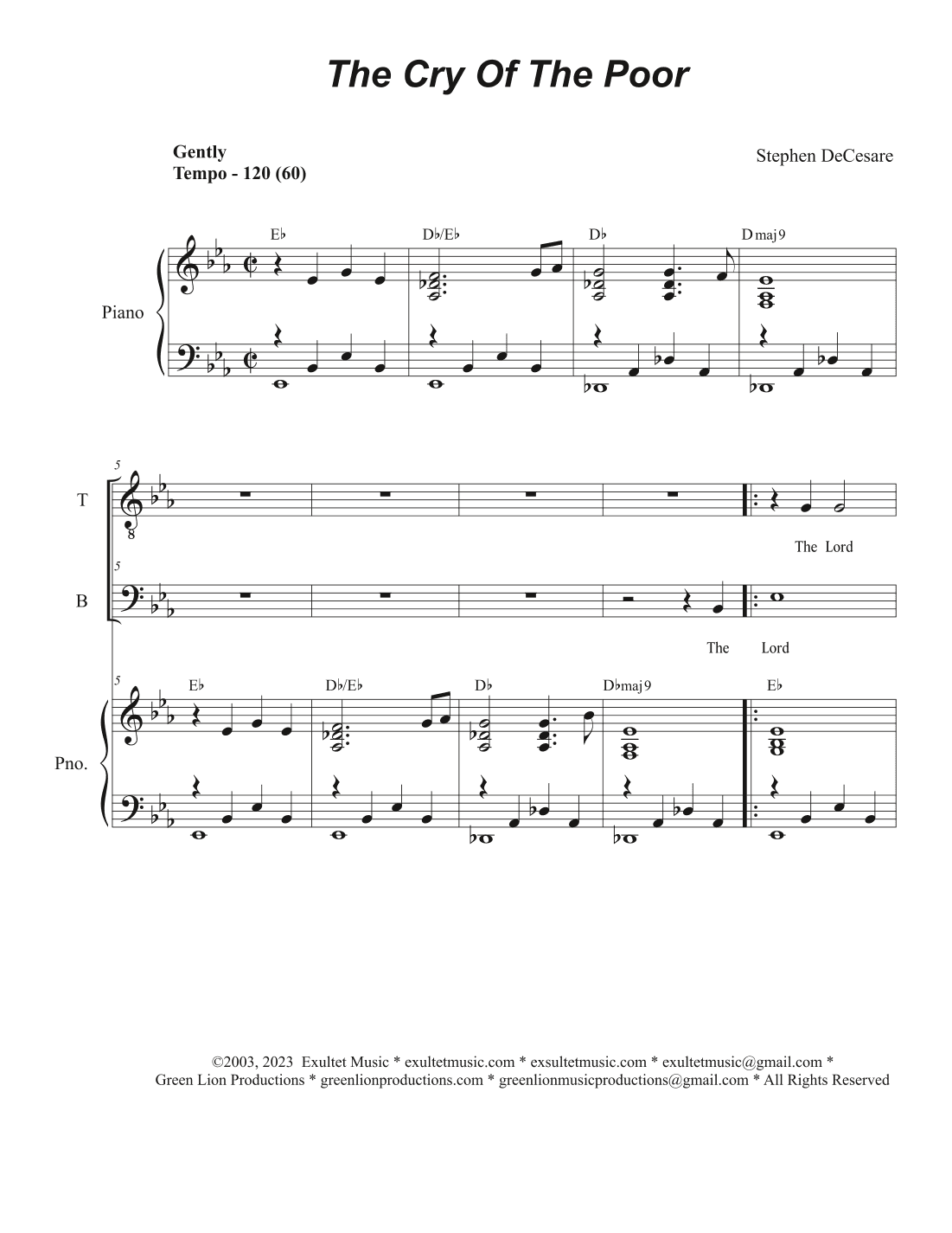 The Cry Of The Poor (Duet for Tenor and Bass solo)