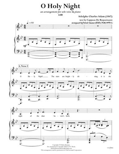 O Holy Night [solo voice & keyboard, in Bb] (arr. Patrick Sheehan)