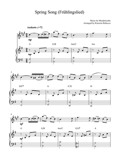 Spring Song (Frühlingslied, Op.62 no.6) (arr. Kaiserin Rebecca)