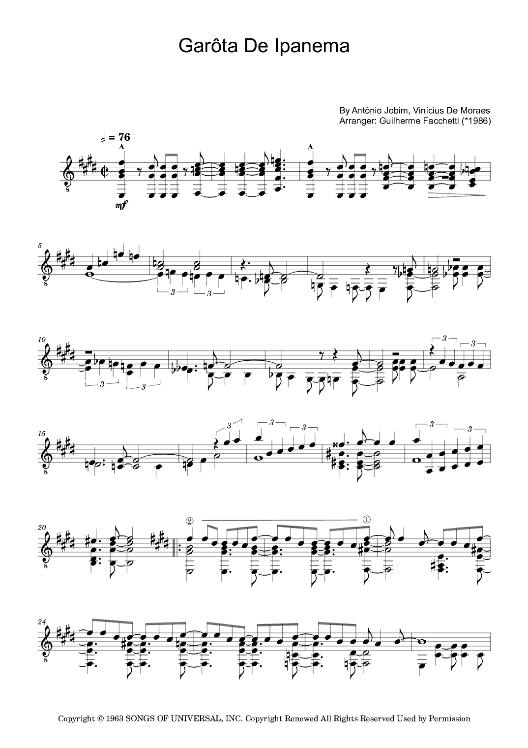Garôta De Ipanema (arr. Guilherme Facchetti)