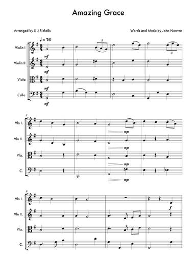 Amazing Grace - String Quartet (arr. K J Rickells)