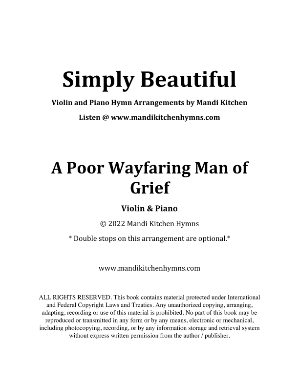 A Poor Wayfaring Man of Grief Violin Duet (arr. Mandi Kitchen)