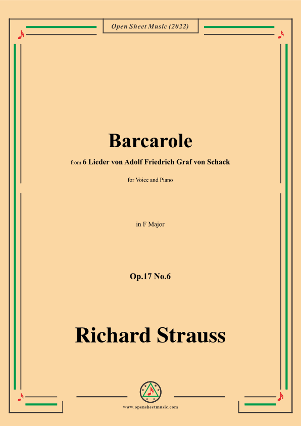 Richard Strauss-Barcarole,in F Major,Op.17 No.6 (arr. OSM Press)